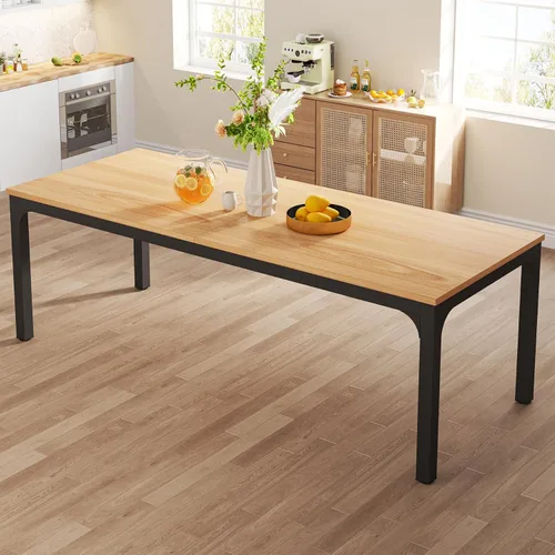 Vista 13 de Tribesigns Mesa de comedor negra para 6-8 personas, mesa rectangular grande de 78 pulgadas para comedor, 78.7 x 27.5 x 29.5 pulgadas (solo mesa)