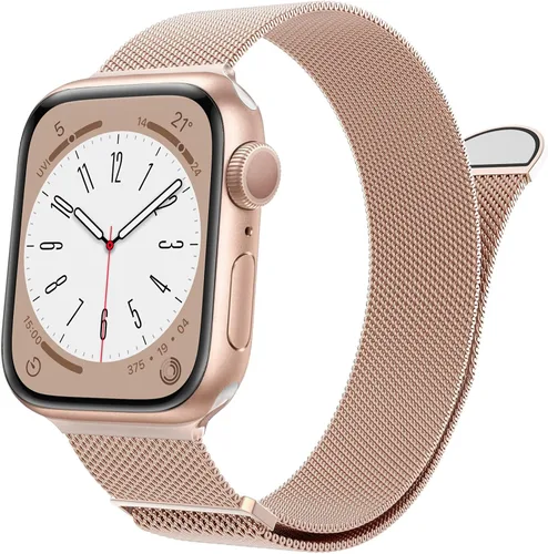 Vista 23 de Marge Plus Correa de malla de acero inoxidable cierre magnético para Apple Watch 7/6/5/4/3/2/1/SE de 1.5"/1.58"/1.61"/1.65"/1.73"/1.77" para A- Luz