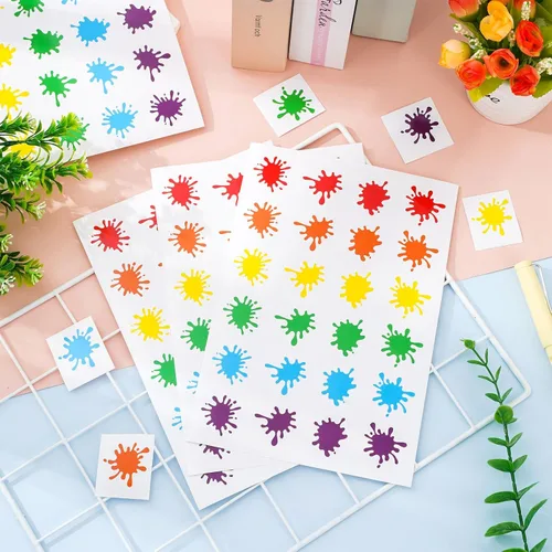 Vista 3 de Whaline Calcomanías de salpicaduras de pintura, 6 colores, calcomanías autoadhesivas de sellado de sobres para tarjetas de invitación