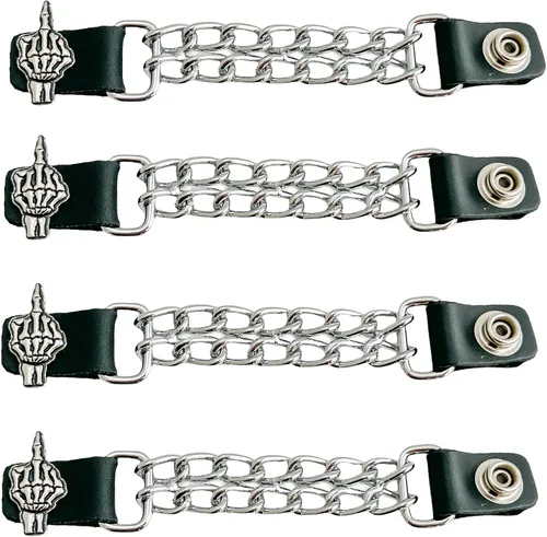 Vista 6 de Funk Plus Extensores de chaleco de motocicleta de 4 pulgadas, doble cadena cromada, chaqueta MC a presión regular fabricada en EE. UU