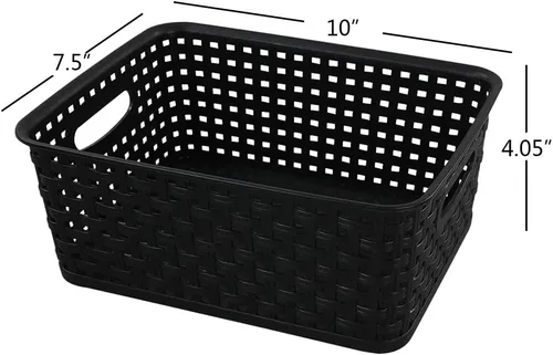 Vista 3 de Cesta de almacenamiento de plástico negro, juego de 6 cestas de plástico organizadoras