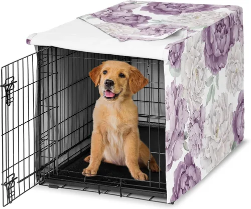 Vista 38 de Sweet Jojo Designs Funda para Jaula de Perro Mediano de 36 Pulgadas (Floral Bohemio) para Jaulas de Mascotas para Niñas, Fundas para Perreras Óxido
