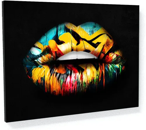 Vista 12 de Sense Canvas Lienzo decorativo de labios con flores botánicas, decoración del hogar, póster pequeño de 16 x 12 / 0.75 pulgadas Labios Flores