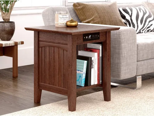 Vista 2 de Mesa Atlantic Furniture AH13312 Nantucket, mesa auxiliar, Madera, Ámbar quemado.