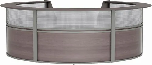 Vista 15 de Linea Italia Oficina curvada, transparente, fácil de montar, mostrador de recepción de 3 paneles para vestíbulo, salón, 142 x 71 pulgadas