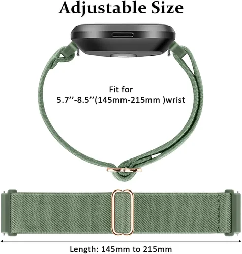 Vista 3 de AK Banda elástica compatible con Fitbit Versa 2 y Versa para mujeres y hombres, correas de nailon elásticas suaves ajustables para reloj inteligente