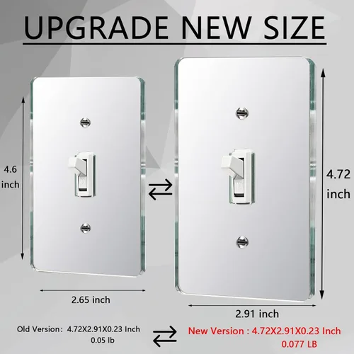 Vista 2 de Placa de pared con espejo plateado para interruptor de luz, placa de pared acrílica duradera, placa de pared decorativa de una sola pandilla