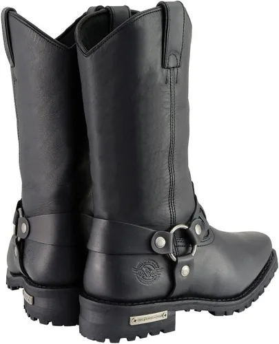 Vista 8 de Milwaukee Leather MBM9015 - Botas de motocicleta negras con arnés de estilo occidental de 11 pulgadas para hombre