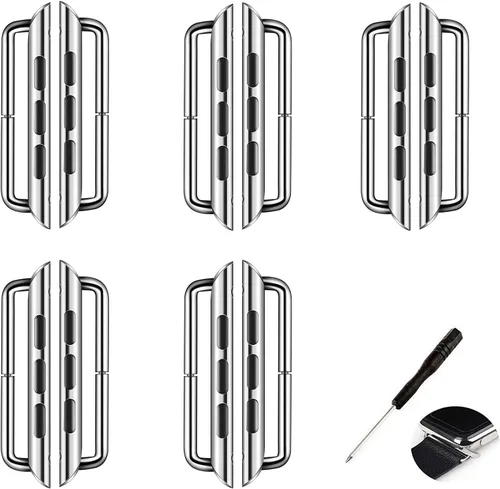 Vista 6 de LOOKSEVEN 5 Pairs Watch Strap Connector for iWatch Band 38-49mm Stainless Steel Adapter Replaceable Metal Connection with Replacement Tool