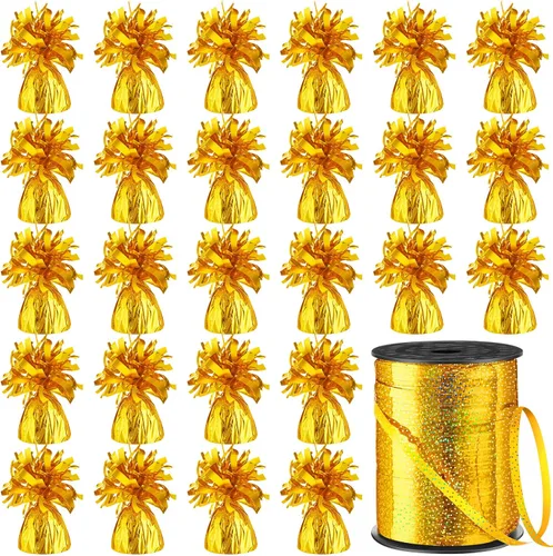 Vista 16 de Yunsailing 25 globos metálicos pesados con cinta iridiscente de 500 yardas, anclajes de soporte de globos de 5.3 onzas para globos de helio, Negro