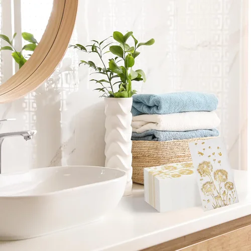 Vista 6 de Pasimy 100 toallas de mano desechables para baño, toalla de papel de diente