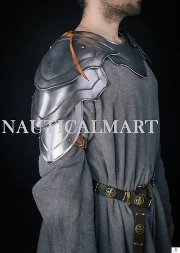 Vista 2 de NauticalMart Espaldero de caballero de acero, armadura medieval de hombro LARP par disfraz de Halloween