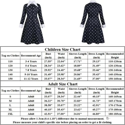 Vista 3 de AmzApparel Girls Black Dress Up Kids Gothic Classic Dresses Role Play Costume Halloween Cosplay Outfits