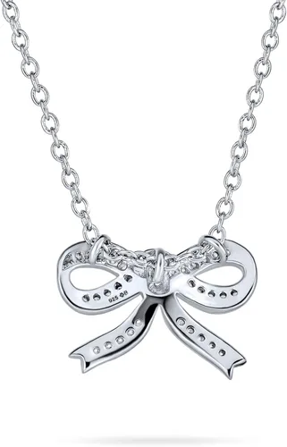 Vista 2 de Bling Jewelry Delicado romántico nupcial boda circonita cúbica transparente pavé estación de regalo de vacaciones lazo lazo collar para mujeres