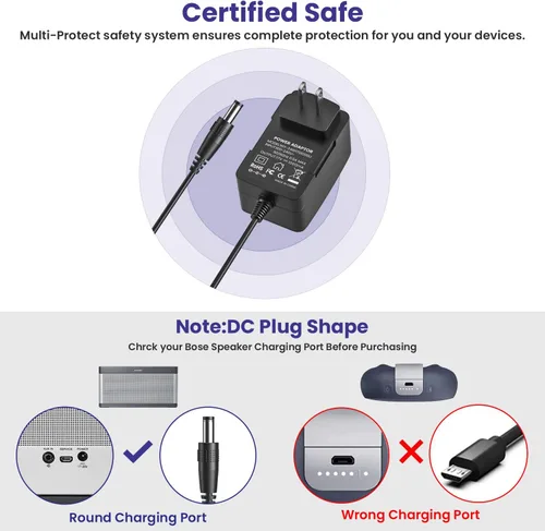 Vista 4 de Cargador para Bose Soundlink I II III 1 2 3 Altavoz móvil inalámbrico 17V ~ 20V Cargador Bose para altavoz Soundlink 306386-101 369946-1300 414255