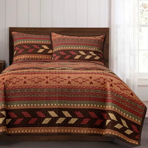 Vista 2 de Paseo Road Broken Arrow - Juego de edredón de 2 piezas con funda de almohada, juego de ropa de cama azteca individual, ropa de cama tribal