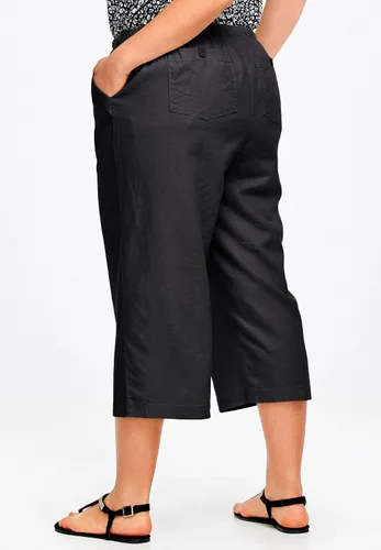 Vista 4 de Ellos Pantalones capri con cordón y mezcla de lino para mujer