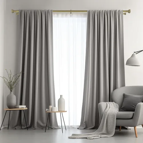 Vista 7 de Barras de cortina modernas de doble ventana de 1 pulgada, 36-72 pulgadas, ajustables, telescópicas, resistentes, elegantes, decorativas, sólidas