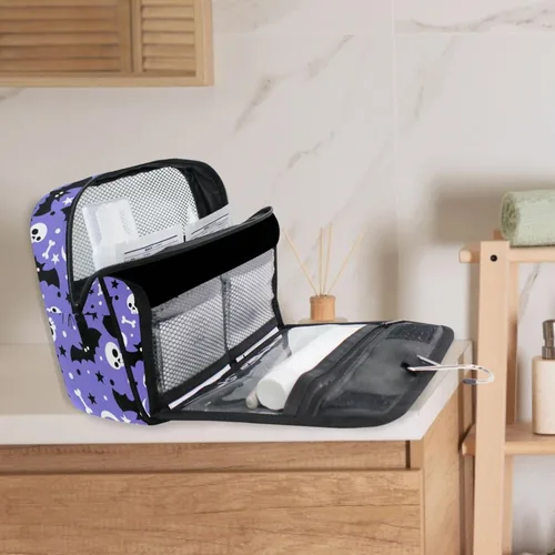 Vista 5 de MNSRUU Hanging Toiletry Bag Bats Satellites Skulls and Trees Travel Makeup bag for Toiletries Portable Travel Toiletry Organizer Cosmetic Bags with
