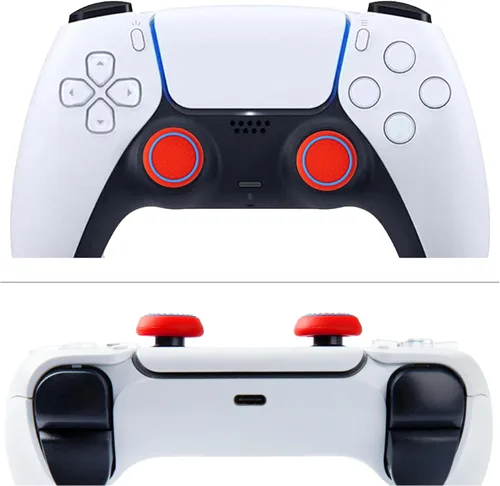Vista 6 de Accesorios de control para PS5 Pulgar Grips Tapas de joystick con extensor de pulgar alto, cubiertas de repuesto para joystick, anillos de precisión
