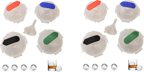 Vista 6 de Paquete de 4 moldes redondos grandes para hacer bolas de hielo de 2 pulgadas, para barra de piedras de whisky, para fiesta, incluye mini embudo (1)