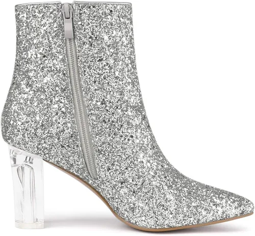 Vista 7 de Allegra K Botines transparentes con purpurina para mujer, Claro