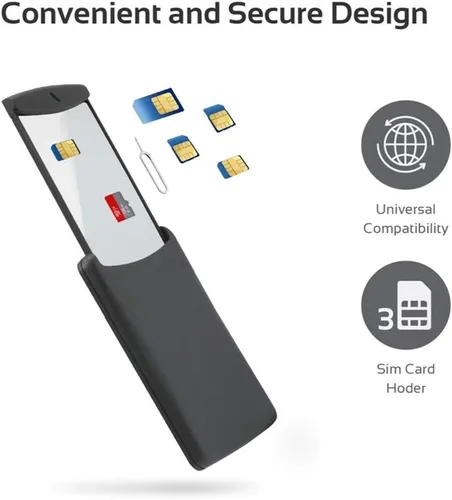 Vista 2 de Caja de almacenamiento universal para tarjetas SIM y memoria, almacena tarjetas SIM micro nano estándar, kit de almacenamiento portátil con pin