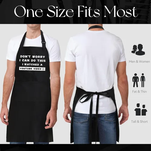 Vista 5 de NLUS Delantales divertidos para hombres, delantal divertido para cocinero para cocinar, asar a la parrilla, barbacoa con 3 bolsillos, regalos