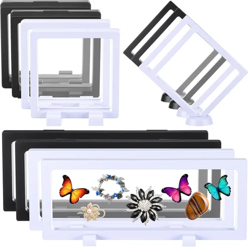 Vista 15 de Harloon 12 Pzs Estuche de Exhibición Flotante 3D Marco Flotante Soportes de Exhibición para Monedas de Desafío Caja de Marco de Joyería para Negro