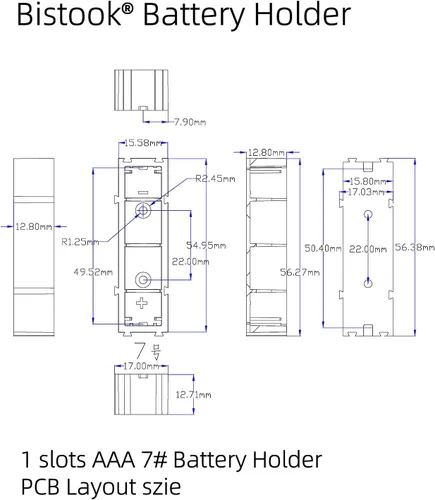 Vista 6 de Paquete de 10 soportes de batería AAA, diseño entrelazable de 1 ranura, serie y paralelo personalizable, PCB y bricolaje para proyectos electrónicos