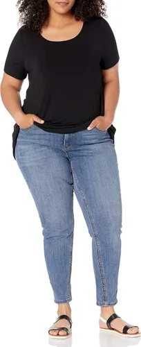 Vista 4 de Tienda Essentials - Blusa con manga corta, cuello redondo y corte relajado para mujer (disponible en talla extragrande)
