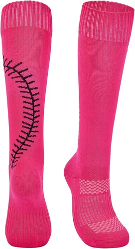 Vista 4 de American Trends Calcetines de sóftbol para niñas y adultos, calcetines de béisbol y sóftbol, calcetines deportivos con puntadas, para niñas jóvenes