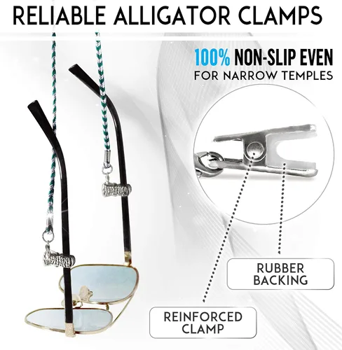 Vista 4 de SIGONNA Retenedores de gafas - Soporte para correa de cristal de ojos - Cadena para gafas para mujer - Correa plateada para gafas - Cadena
