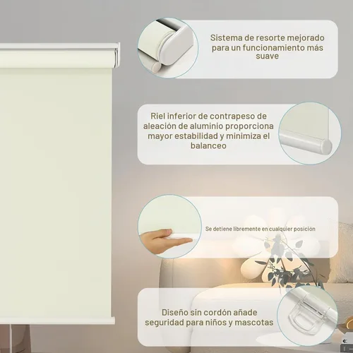 Vista 4 de Changshade Persianas enrollables opacas sin cordones para ventanas, 100 % oscurecimiento de la habitación, protección UV con aislamiento térmico