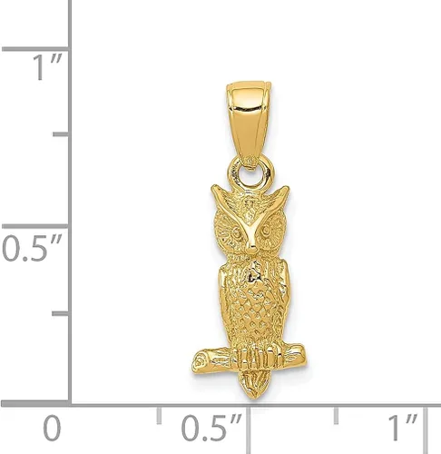 Vista 4 de Collar con colgante de búho 3D de oro amarillo de 14 quilates, joyería fina para mujer, regalos para ella