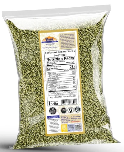 Vista 2 de Rani Semillas de hinojo Lucknowi (hinojo pequeño fino) especias enteras 7 onzas (7.05 oz) ~ Todo natural Apto para gluten Sin OMG Vegano