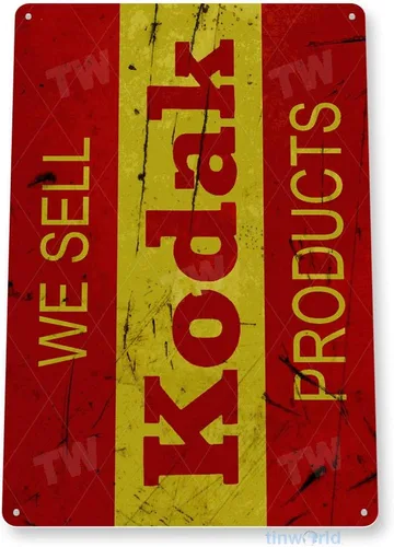 Vista 3 de Tinworld Cartel de estaño: Kodak Cámara Rústica Retro Tienda Metal Decoración Película Fotos Fotografía B726