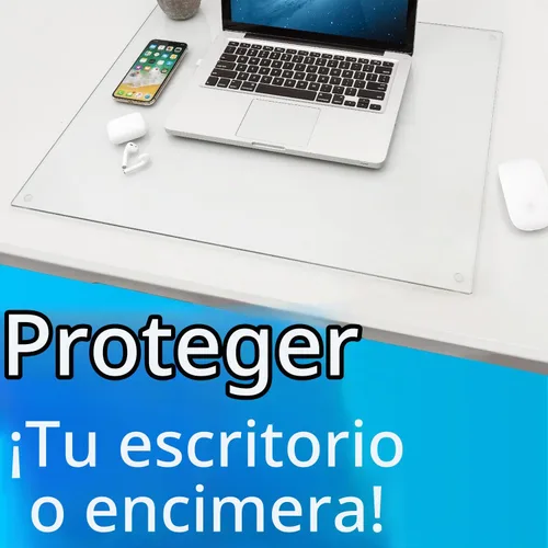 Vista 2 de IMPRESA Tapete de escritorio de vidrio templado transparente, 19 x 24 pulgadas, transparente, protector de mesa y tapete de escritorio