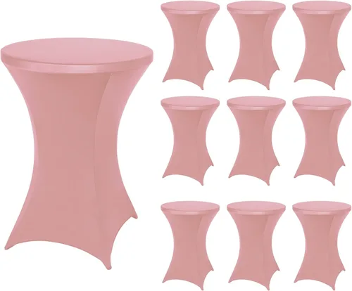 Vista 28 de FestiCorp Mantel de Mesa Negro de Spandex, Manteles Ajustados para Cóctel, Manteles Elásticos Redondos para Mesa Alta para Fiestas, Bar, Bodas