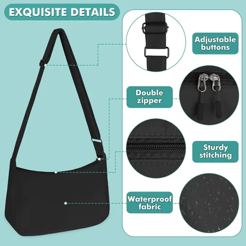 Vista 3 de LLYWCM Crossbody Bags for Women Men - Sling Bag - Crescent bag Nylon Crossbody Bags - Belt Bag Cross Body Fanny Pack