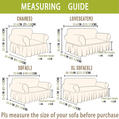 Vista 6 de Qubjus Funda Elástica para Sofá Fundas para Sofá Lavables Funda para Sofá Sillón Cama Protector de Muebles de Fácil Ajuste con Parte Inferior Beige