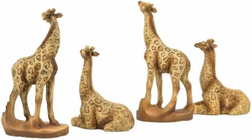 Vista 3 de Juego de 4 figuras miniatura de jirafa de 4 poses de 3.5 pulgadas de altura, decoración del hogar