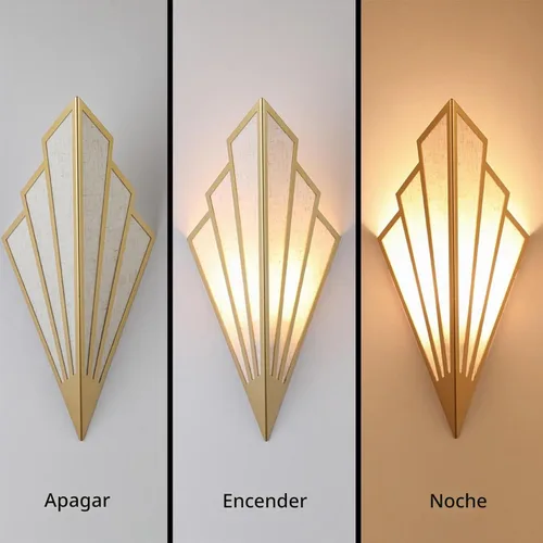 Vista 2 de Juego de dos lámparas de pared de estilo moderno, apliques de pared a pilas con control remoto, lámpara de iluminación inalámbrica art deco