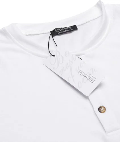 Vista 5 de COOFANDY Paquete de 3 camisetas Henley de manga corta para hombre, estilo casual, básicas, de verano, con bolsillo