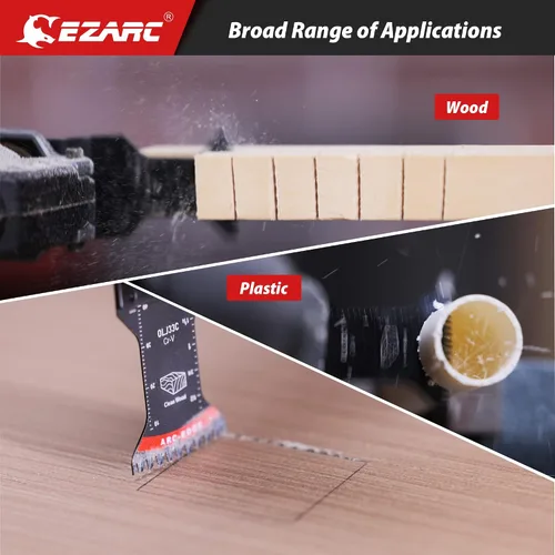 Vista 5 de EZARC Japanese Tooth Oscillating Saw Blade, 5 PCS Arc Edge Oscillating Multitool Blades Clean Cut for Wood, Plastic (Pack of 2)
