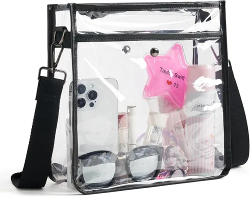 Vista 10 de Bolso Cruzado Transparente Bluome para Eventos en Estadios 12 x 6 x 12, Bolsos Cruzados Transparentes para Mujeres, Aprobado para Conciertos