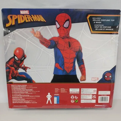 Vista 3 de Rubies II Spider-man Deluxe - Camisa de vestir con máscara facial para niños