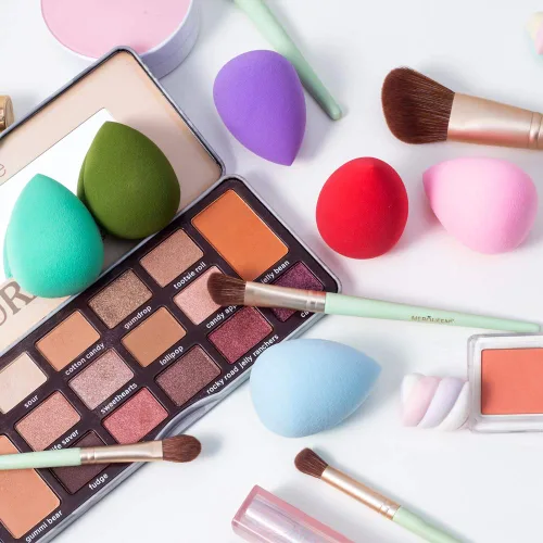 Vista 6 de AJOKE Juego de esponjas de maquillaje perfectas para líquidos, esponjas de maquillaje de belleza multicolores, 10 piezas