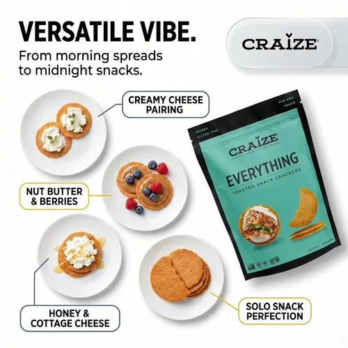 Vista 6 de Craize Everything Crisps - Galletas de maíz tostadas sin gluten, veganas, kosher, paquete de 3, 4 onzas cada una