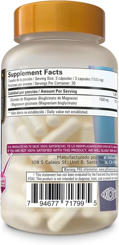 Vista 2 de Premium Glicinato de Magnesio por Betel Natural - 1500 mg Puro sin Rellenos - Apoyo Muscular y Nervioso - Glicinato de magnesio 1500 mg puro sin